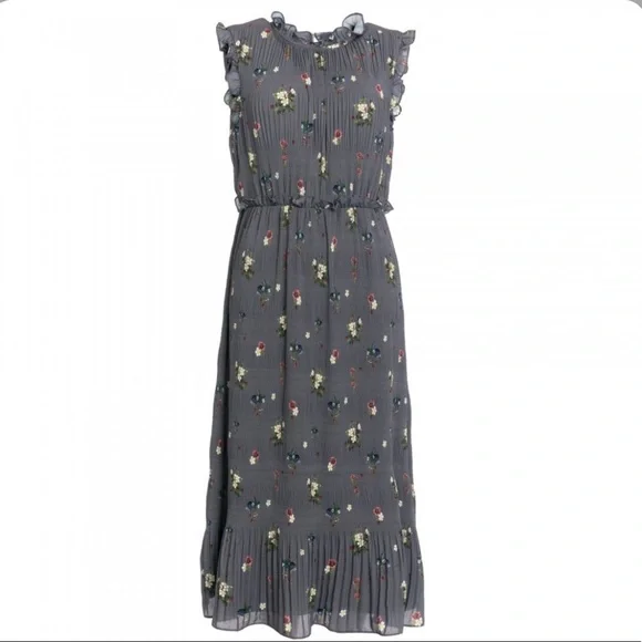 Ted Baker Gray Oracle Pleated Midi Dress Sz 2 or Small - Picture 10 of 10